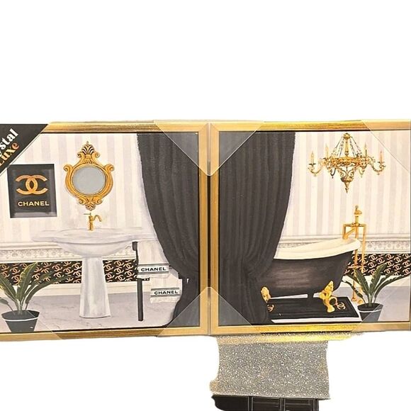 Crystal Luxe Bath Time With Chanel 2-PC Framed Canvas Wall Decor - Picture 3 of 10